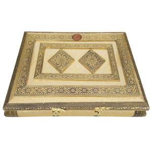 Golden Artificial Leather finish, Wooden Handmade Premium Chocolate Gift Box-(16x11x2.25)